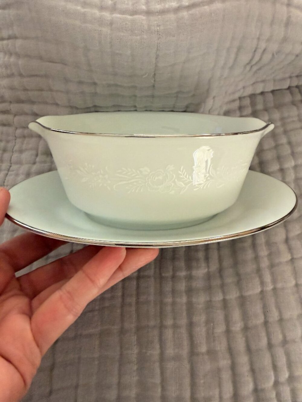 Vintage - Noritake Reina Gravy Boat with Underplate